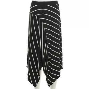 So Brand Black & White Striped Asymmetrical Hanky Hem Skirt XXL